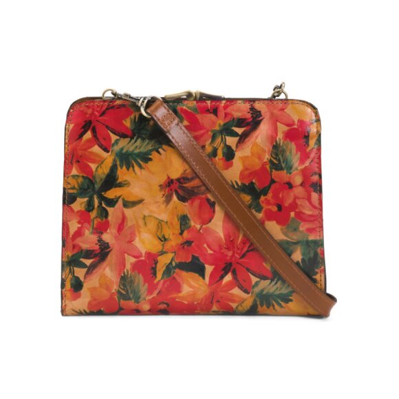 PATRICIA NASH Spring Multi Print Leather Evangeline Framed Crossbody